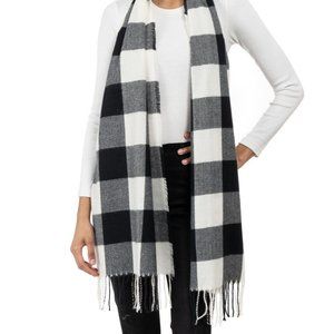 Scarf Black/White Buffalo Checks Unisex Classic Luxurious Cashmere Feel